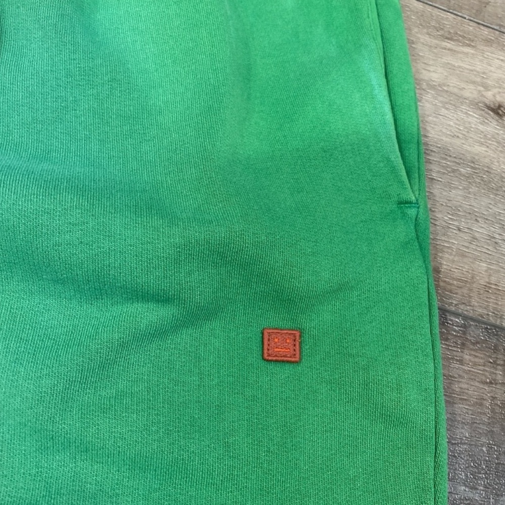 Acne Studios faded green appliqué cotton jersey track pant sweatpants - Picture 4 of 7